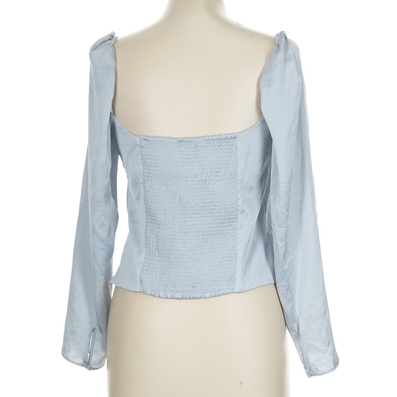 $98 Aritzia Wilfred Puff Sleeve Blouse In Light Blue Size Large L 10 - Picture 2 of 7
